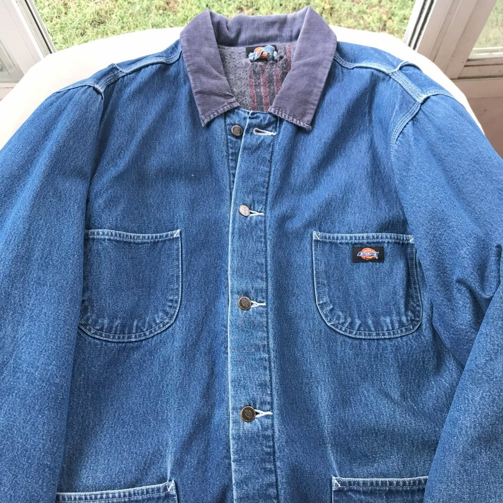Vintage Dickies Heavy Denim Jacket Men's Corduroy Collar Blanket Lining